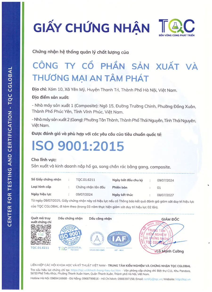 Chứng Nhận ISO 9001:2015 - An Tâm Phát