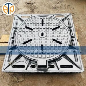 Nắp hố ga gang có khe thoát nước khung âm nắp tròn – Mã SP: NHGG-1KAT