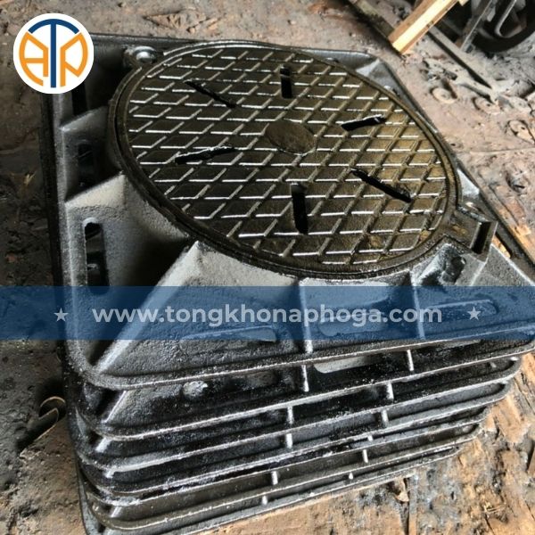 Nắp hố ga gang khung âm thoát nước Nắp hố ga gang khung âm thoát nước