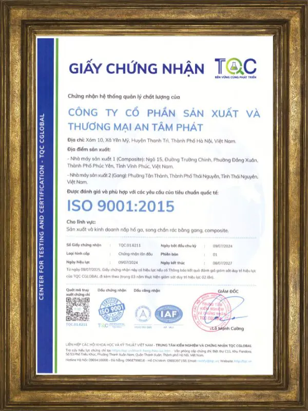 Chứng Nhận ISO 9001:2015 - An Tâm Phát